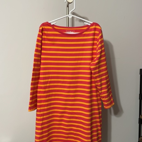 L.L Bean orange striped dress size 12 - Picture 2 of 3